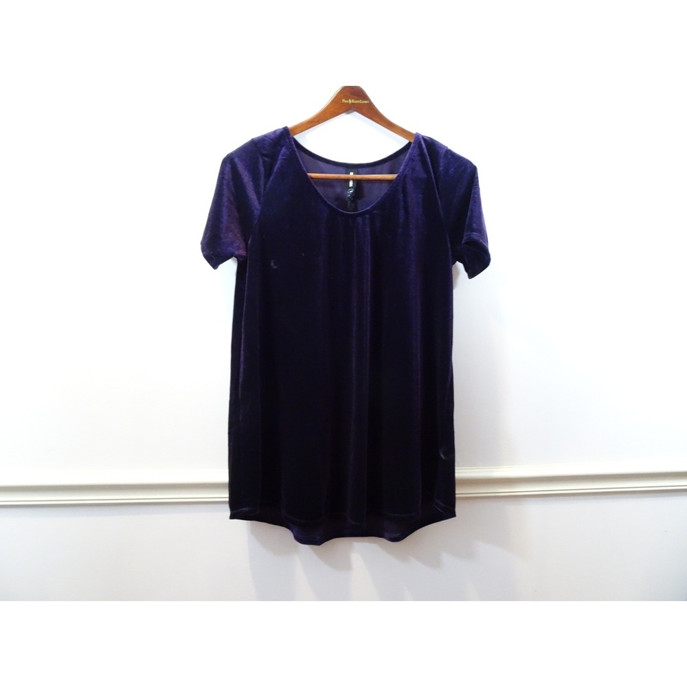 Agnes & Dora Velvet Everyday Tee Purple Short Sleeve Scoop Neck Top XXXL NEW